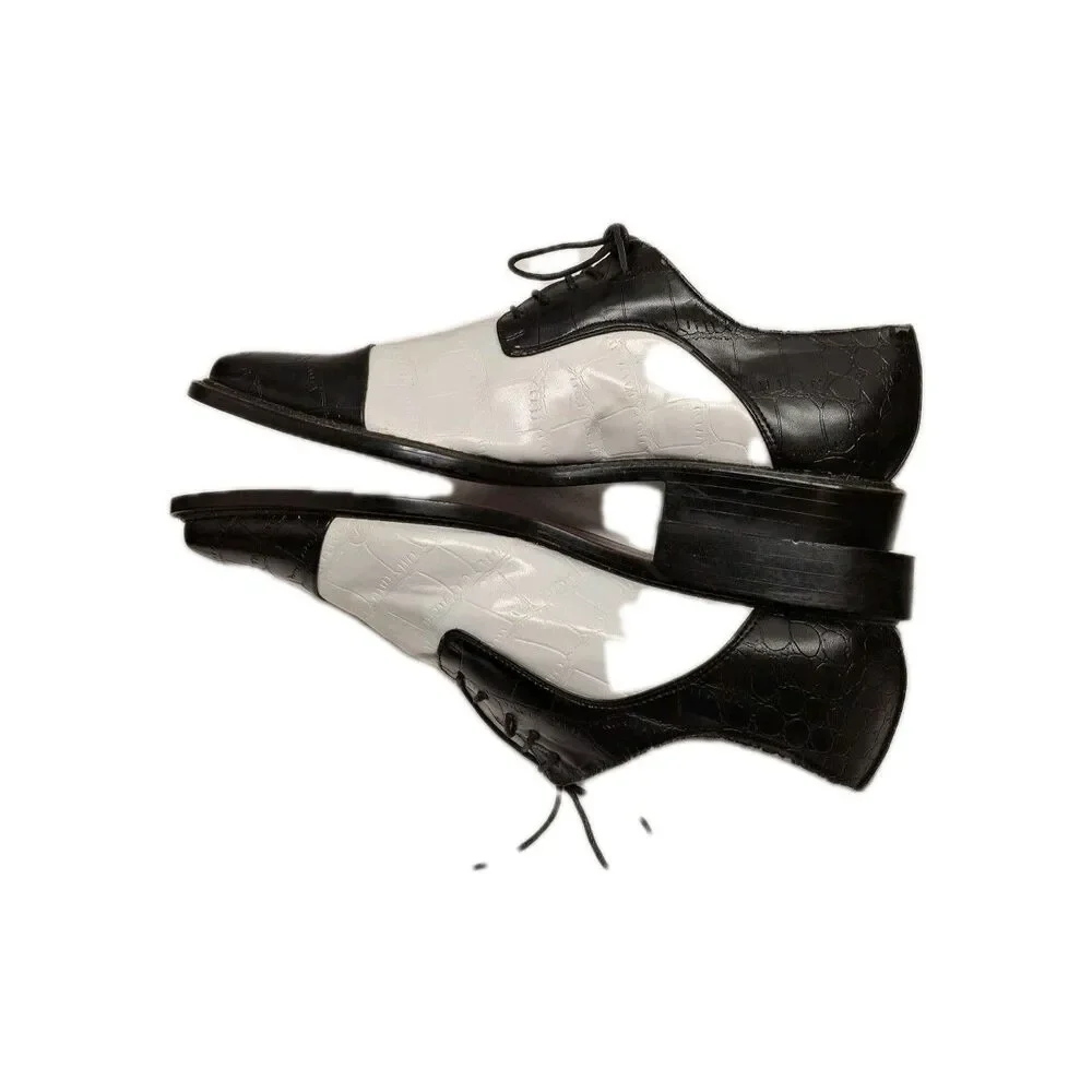 Antonio Correlli Elite Dress Shoes Black White Faux Leather Size 11 #6089